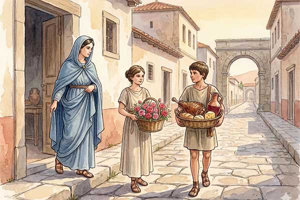 Rosalia in Pompeji — römisches Totengedenkfest mit Rosen am Grab