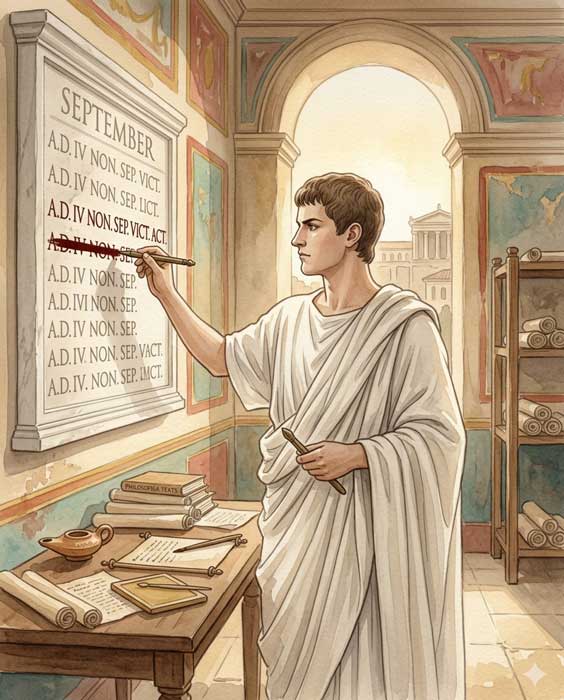 Caligula streicht ein Datum im Kalender