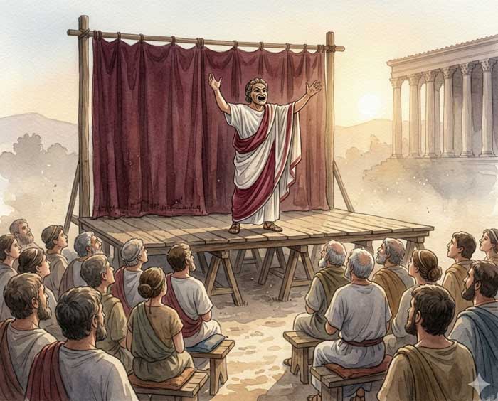 Ludi scaenici: hölzerne Bühne bei den Ludi Romani in Rom