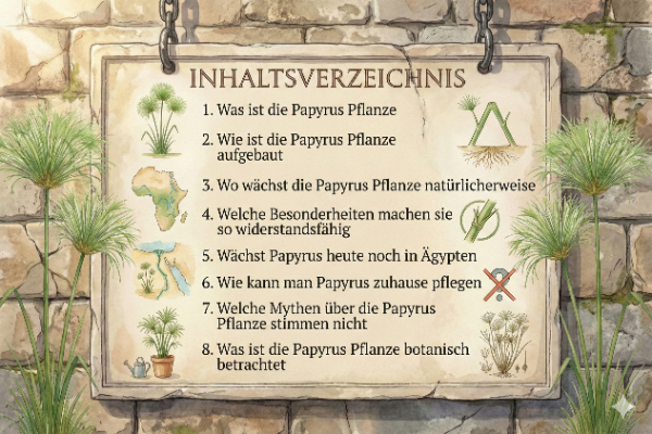 Die Papyrus Pflanze - Inhaltverzeichnis
